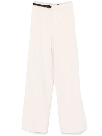 White Sand Cotton Blend Trousers In Neutral