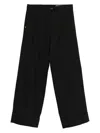 White Sand Cuffed Button-closure Trousers In Black