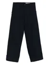 White Sand Cuffed Button-closure Trousers In Blue