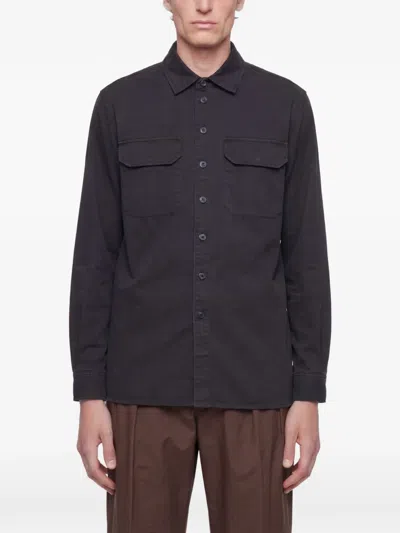 White Sand Cotton Shirt Jacket In Blue