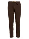 White Sand Brown Trousers In Cotton With Beige Belt In Brown