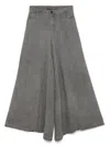 White Sand Cotton Wide-leg Trousers In Grey