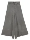 White Sand Cotton Wide-leg Trousers In Grey