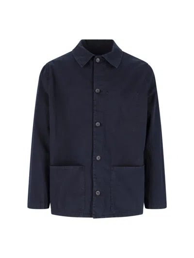 White Sand Cotton-blend Stretch Jacket For Men In Blue