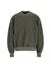 White Sand Crewneck Textured Sweatshirt In Green
