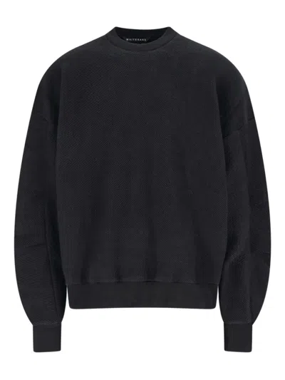 WHITE SAND CREWNECK TEXTURED SWEATSHIRT