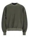 White Sand Crewneck Textured Sweatshirt In Green