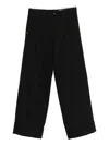 White Sand Cuffed Button-closure Trousers In Black