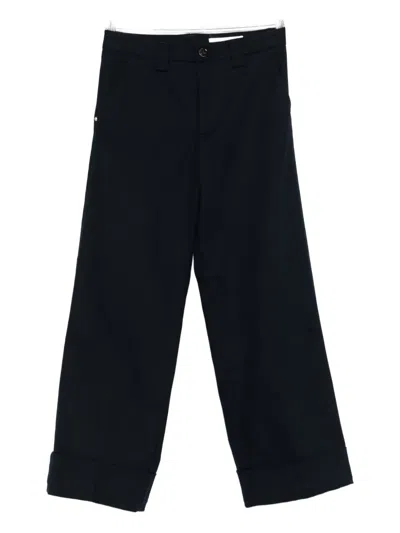 WHITE SAND CUFFED BUTTON-FLY TROUSERS