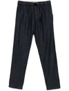 White Sand Trousers In Blue Denim Cotton With Belt In Dark Blue
