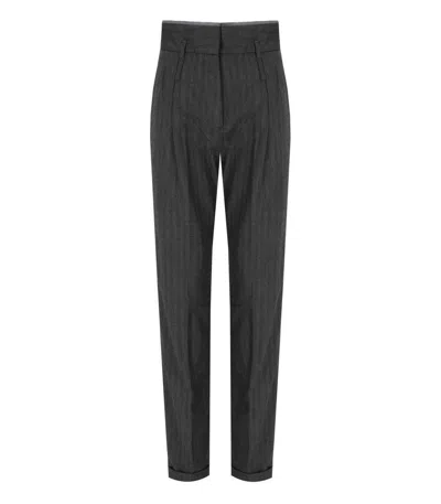 White Sand Dark Grey High Waisted Trousers