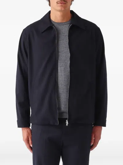 White Sand Davidzip Collared Overshirt Jacket In 블루