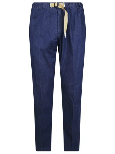 White Sand Deep Indigo Denim Tapered Jeans In Blue