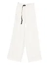 White Sand Drawstring Buckle Trousers In White