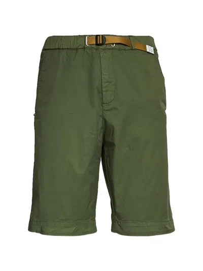 White Sand Drawstring Pocket Bermuda Shorts In Green