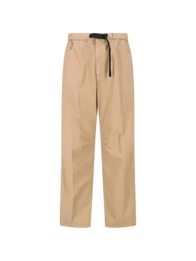 White Sand Drawstring Trousers In Neutral