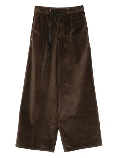 White Sand Drawstring-waist Cropped Trousers In Brown