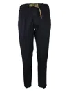 White Sand Elastic-waistband Buckle-closure Trousers In Black