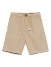 White Sand Bermuda Shorts With Belt In Nude
