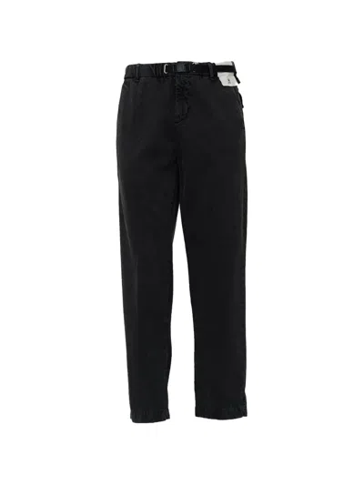 White Sand Fatigue Belted Cotton-bull Trousers In Black