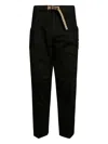 White Sand Gabardine Pocket Trousers In Black