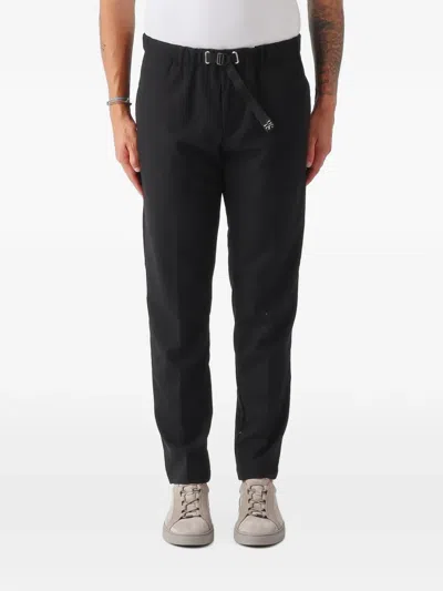 White Sand Greg Belted Pleated Trousers In Black