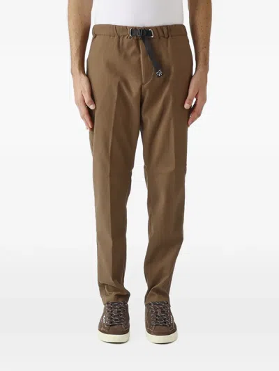 White Sand Greg Belted Pressed-crease Trousers In 브라운
