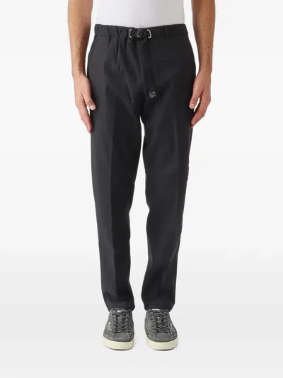 White Sand Greg Belted Pressed-crease Trousers In Black