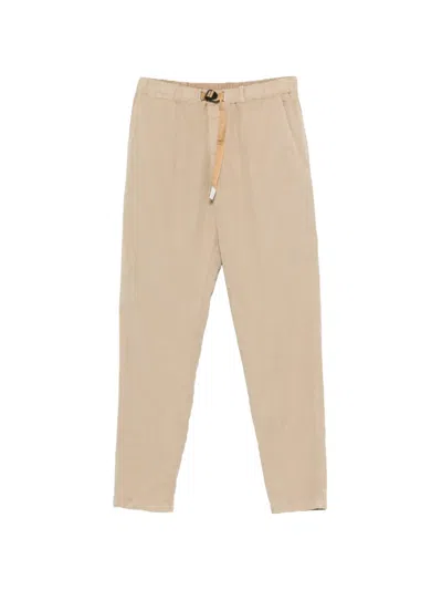 White Sand Greg Belted Trousers In Neutral