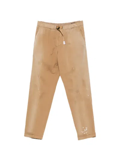 White Sand Greg F Belted Trousers In Brown