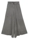 White Sand Cotton Wide-leg Trousers In Grey