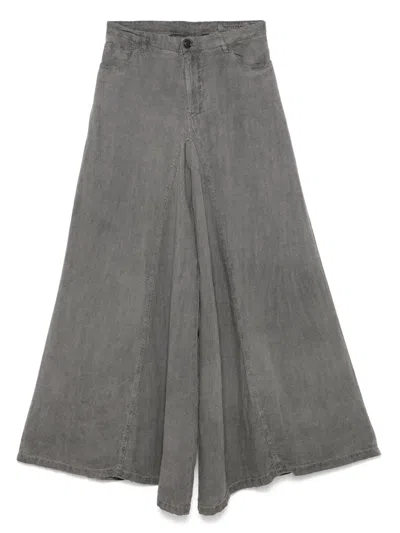 White Sand Cotton Wide-leg Trousers In Grey