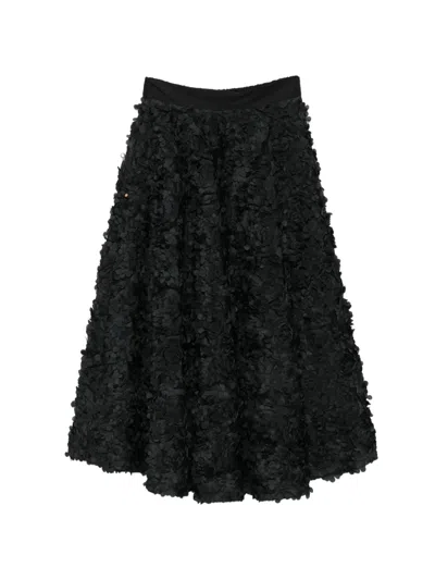 White Sand Jodie Floral-detail Midi Skirt In Black