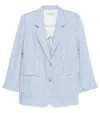 White Sand Linen Blend Single-breasted Jacket In Sky Blue