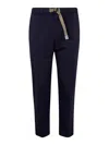 White Sand Elastic-waistband Buckle-closure Trousers In Blue