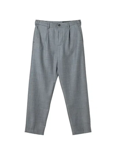 White Sand Luke Pleated Tapered Trousers In Gray