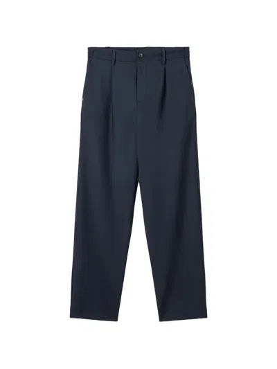 White Sand Luke Pleated Trousers In Blue