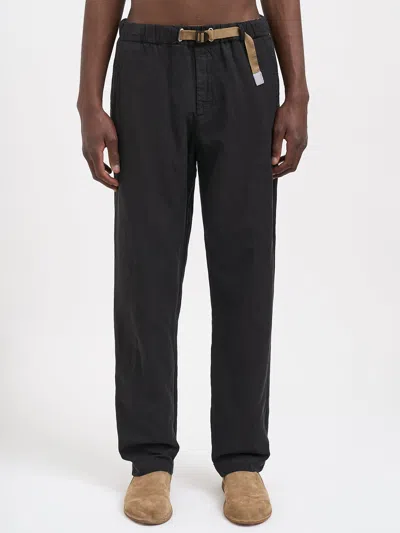 White Sand Lyocell And Linen Pants In Black