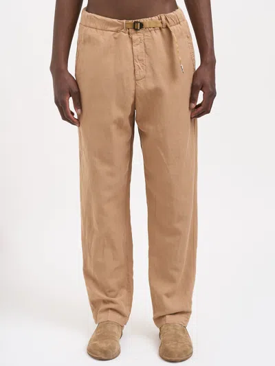 White Sand Lyocell And Linen Pants In Nude