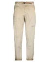 White Sand Man Pants Beige Size 34 Cotton, Elastane In Neutral