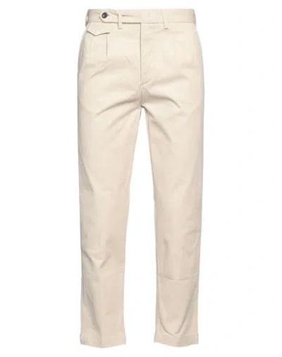 White Sand Man Pants Beige Size 36 Cotton, Elastane