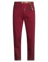 White Sand Man Pants Burgundy Size 34 Cotton, Elastane In Red