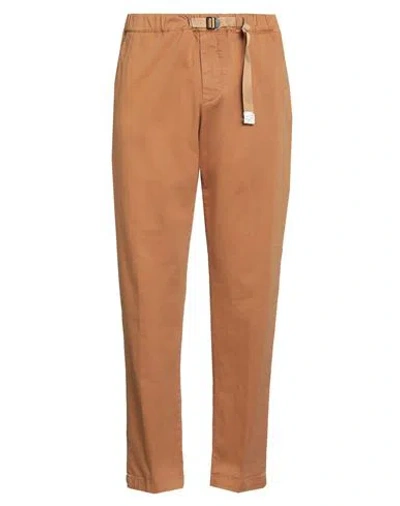 White Sand Man Pants Camel Size 38 Cotton, Elastane In Beige