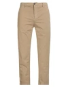 White Sand Man Pants Khaki Size 32 Cotton, Elastane In Gold