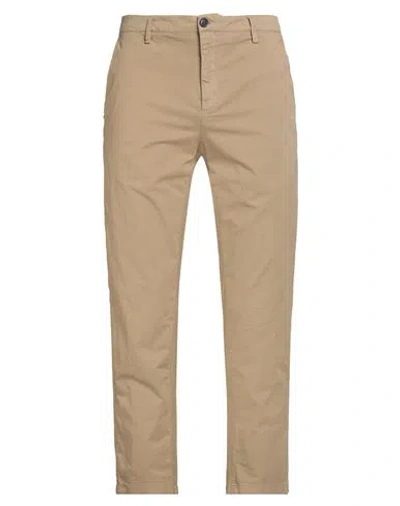 White Sand Man Pants Khaki Size 32 Cotton, Elastane In Gold