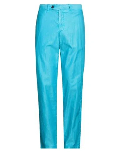 White Sand Man Pants Turquoise Size 36 Cotton, Lyocell In Blue
