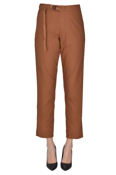 White Sand Marylin Cotton Trousers In Brown