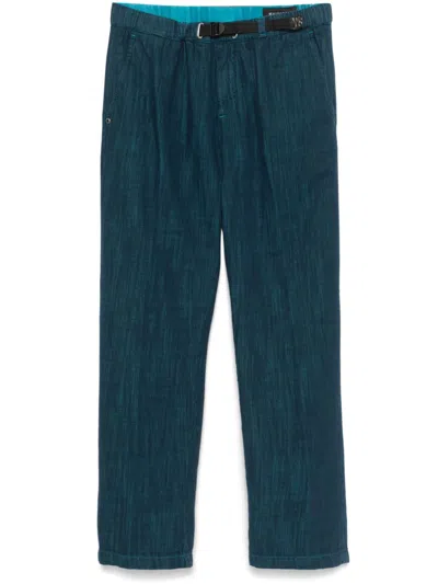 White Sand Mélange-effect Trousers In Blue