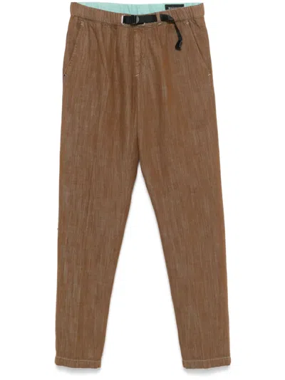 White Sand Mélange-effect Trousers In Brown