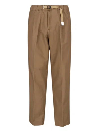 White Sand Men's Belted Straight-leg Trousers In Brown